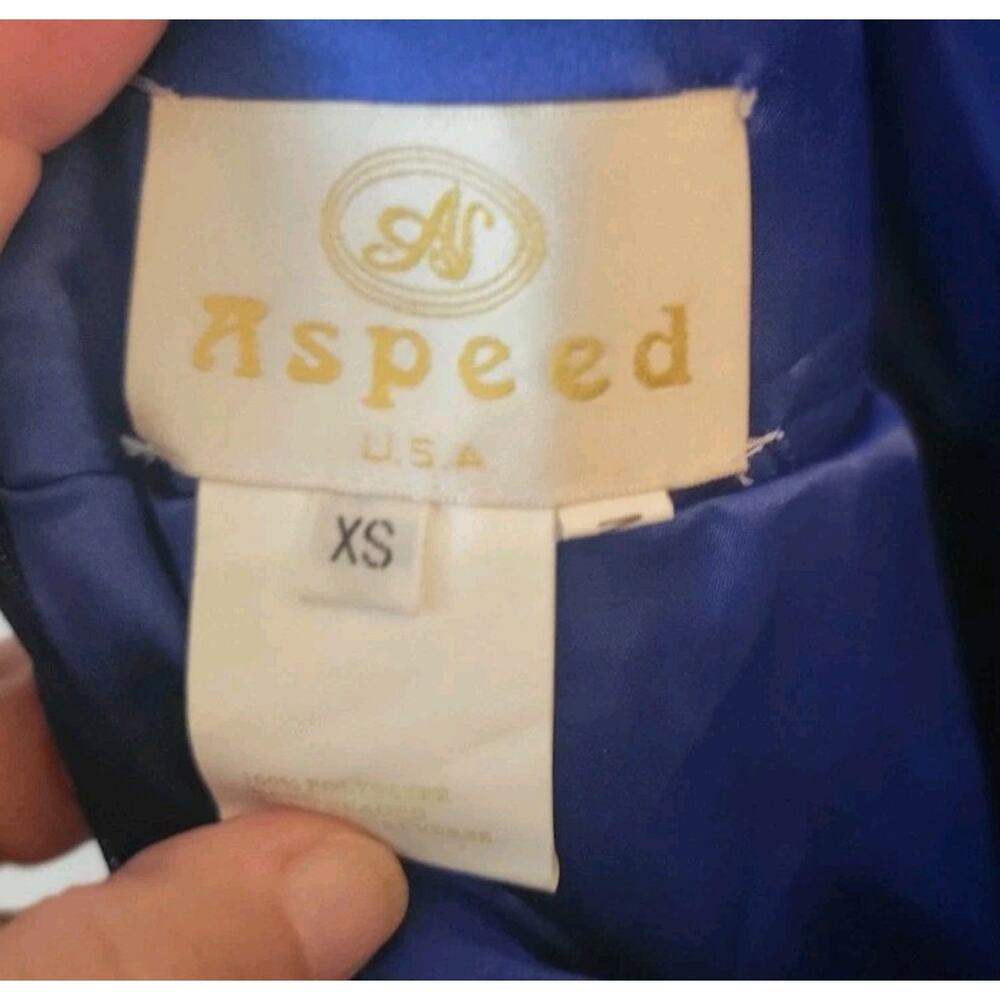 Aspeed Sz. XS Hand Beaded Blue Gown Prom Maxi Dress Full Length Glamorous Lined - Picture 4 of 12